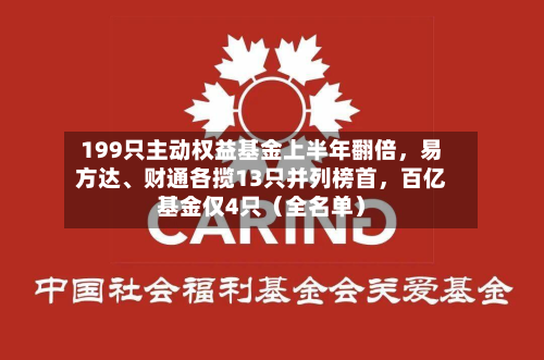 199只主动权益基金上半年翻倍	，易方达、财通各揽13只并列榜首，百亿基金仅4只（全名单）-第3张图片