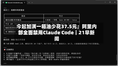 今起加满一箱油少花37.5元；阿里内部全面禁用Claude Code｜21早新闻
