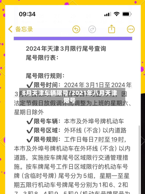 8月天津车辆限号/2021年八月天津限号