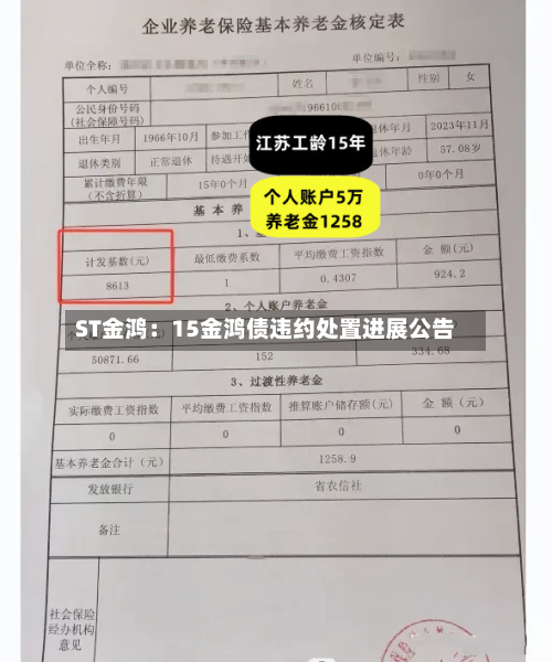 ST金鸿:15金鸿债违约处置进展公告-第1张图片