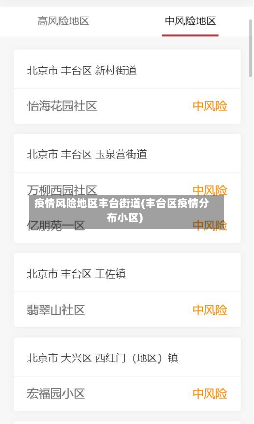 疫情风险地区丰台街道(丰台区疫情分布小区)
