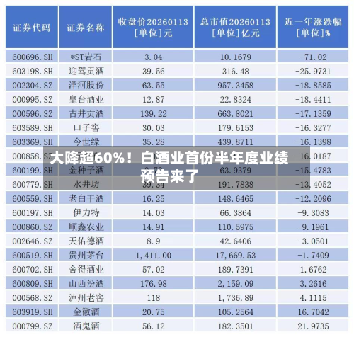 大降超60%!白酒业首份半年度业绩预告来了-第2张图片