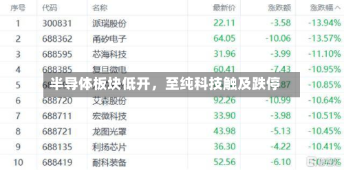 半导体板块低开，至纯科技触及跌停-第2张图片