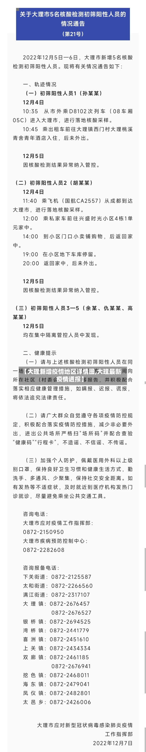 【大理新增疫情地区详情图,大理最新疫情通报】