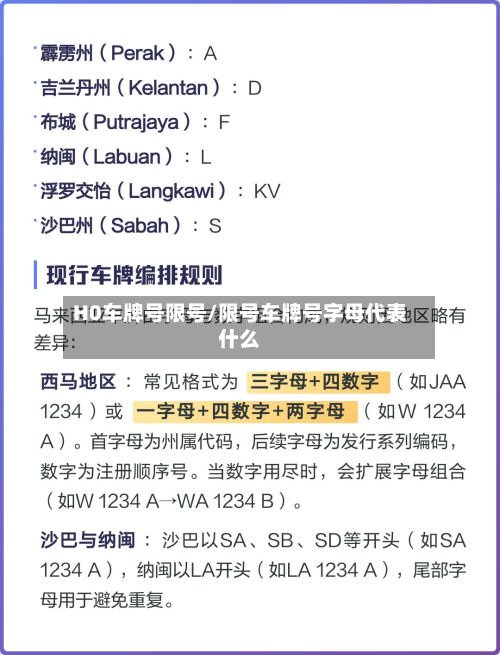 H0车牌号限号/限号车牌号字母代表什么-第2张图片
