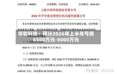 华软科技:预计2026年上半年亏损6500万元-9000万元-第2张图片