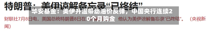 华安基金：美伊升温带动油价反弹	，中国央行连续20个月购金-第3张图片