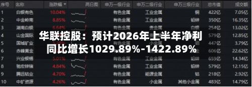 华联控股:预计2026年上半年净利同比增长1029.89%-1422.89%-第1张图片
