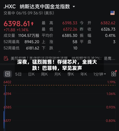 深夜	，猛烈抛售！存储芯片，全线大跌！巴菲特，罕见发声-第2张图片