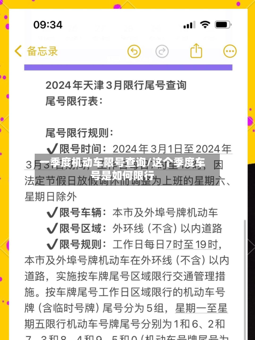 一季度机动车限号查询/这个季度车号是如何限行