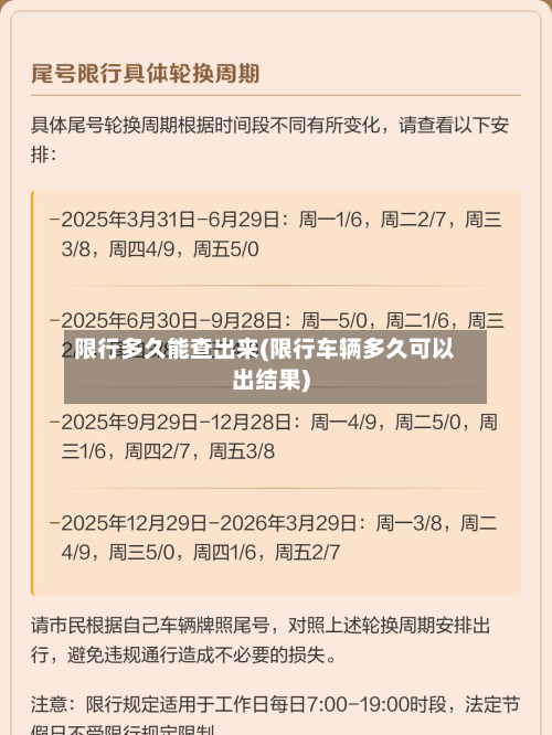 限行多久能查出来(限行车辆多久可以出结果)-第1张图片