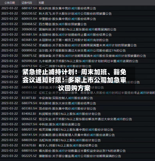 紧急终止减持计划！周末加班、豁免会议通知时限！多家上市公司加急审议回购方案-第2张图片
