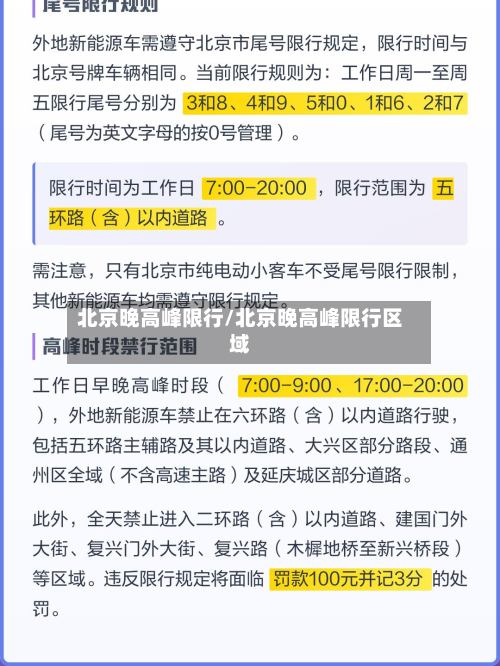 北京晚高峰限行/北京晚高峰限行区域-第2张图片