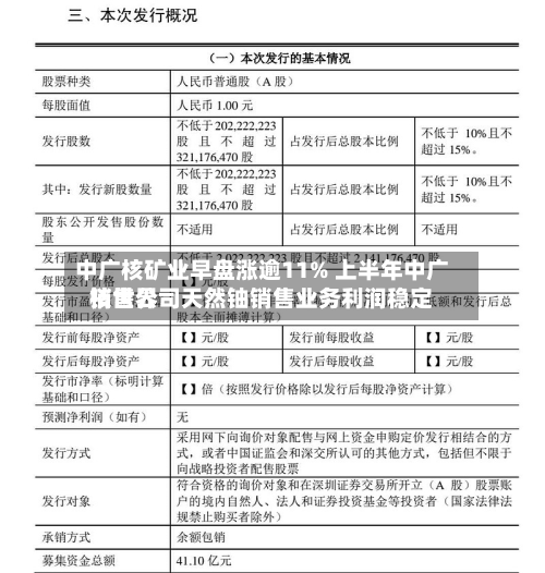中广核矿业早盘涨逾11% 上半年中广核世界
销售公司天然铀销售业务利润稳定-第3张图片