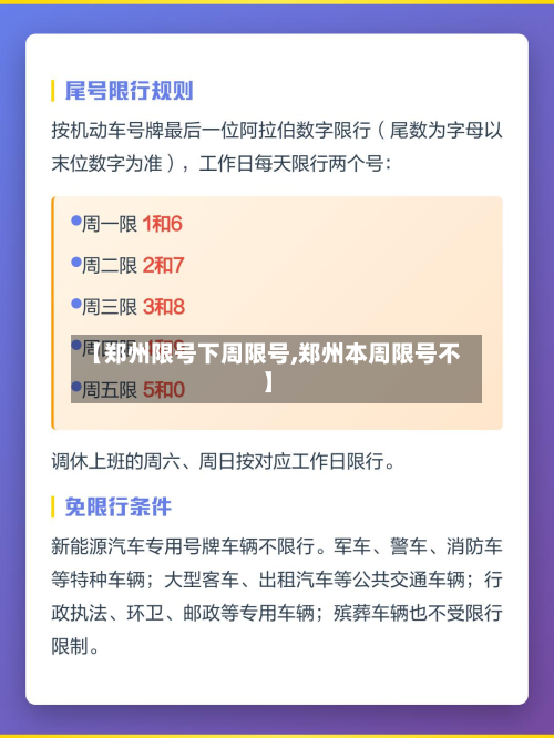 【郑州限号下周限号,郑州本周限号不】-第1张图片