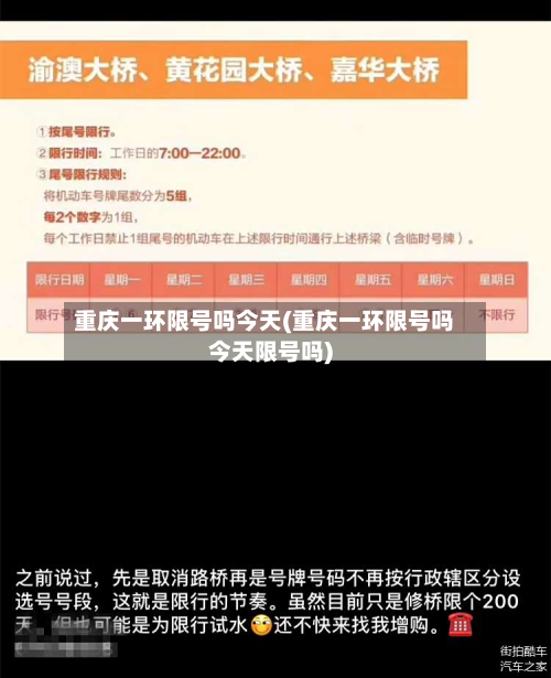 重庆一环限号吗今天(重庆一环限号吗今天限号吗)-第2张图片