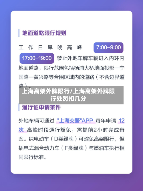 上海高架外牌限行/上海高架外牌限行处罚扣几分