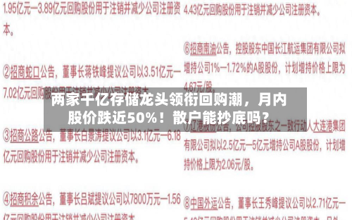 两家千亿存储龙头领衔回购潮，月内股价跌近50%！散户能抄底吗？-第3张图片