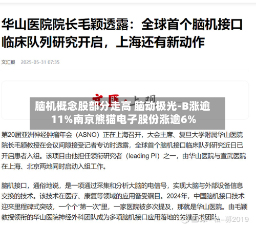 脑机概念股部分走高 脑动极光-B涨逾11%南京熊猫电子股份涨逾6%-第1张图片
