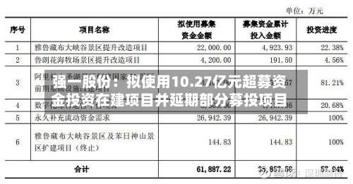 强一股份：拟使用10.27亿元超募资金投资在建项目并延期部分募投项目