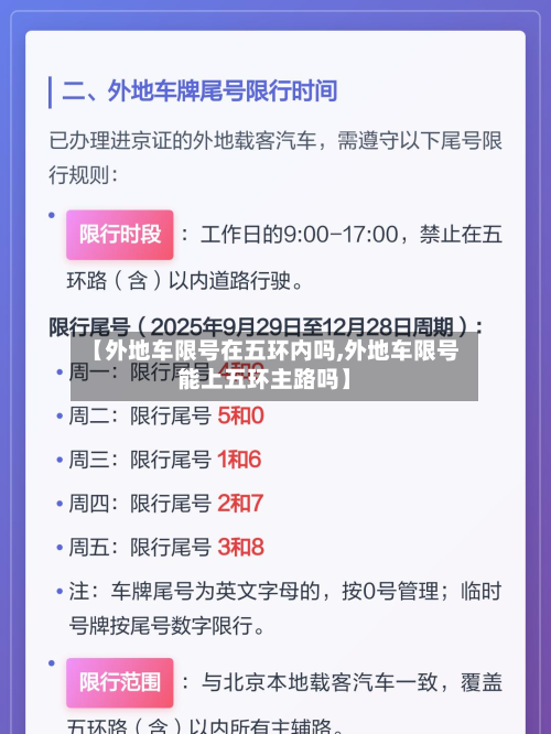【外地车限号在五环内吗,外地车限号能上五环主路吗】-第1张图片