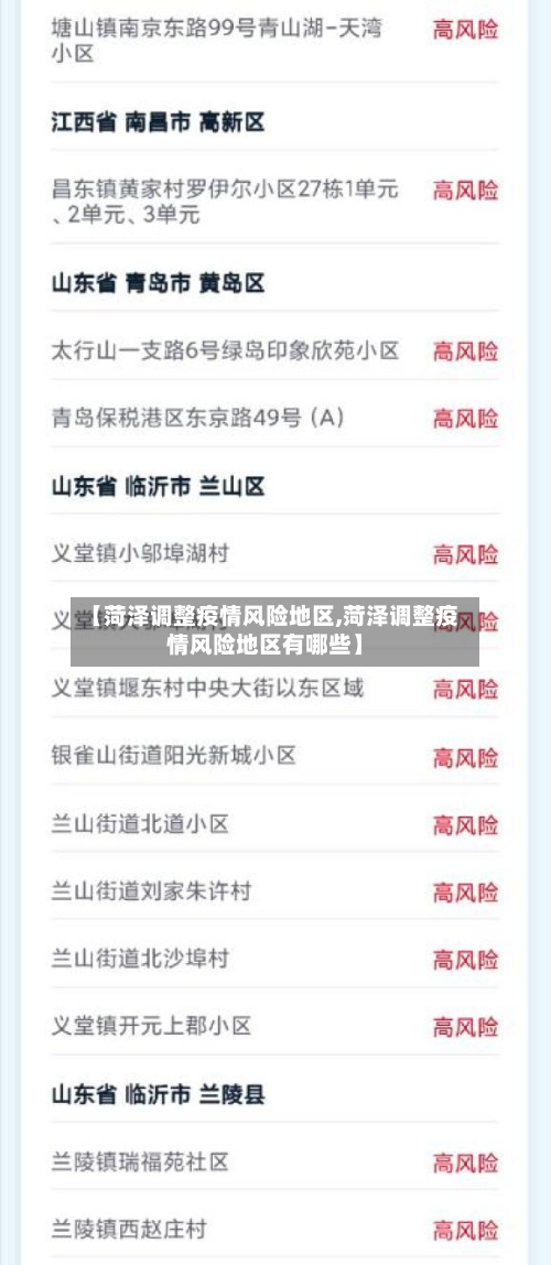 【菏泽调整疫情风险地区,菏泽调整疫情风险地区有哪些】