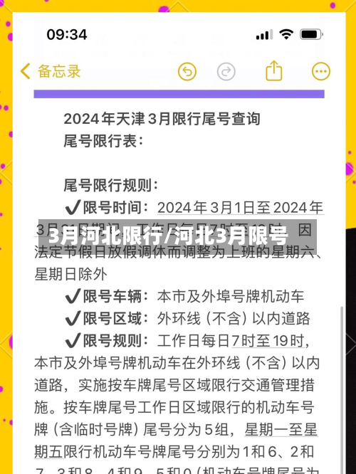 3月河北限行/河北3月限号