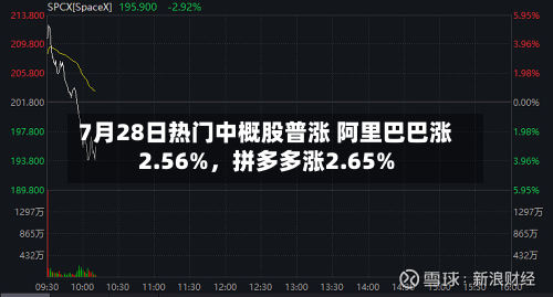 7月28日热门中概股普涨 阿里巴巴涨2.56%，拼多多涨2.65%-第3张图片