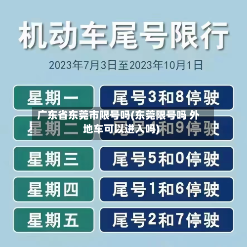 广东省东莞市限号吗(东莞限号吗 外地车可以进入吗)-第3张图片