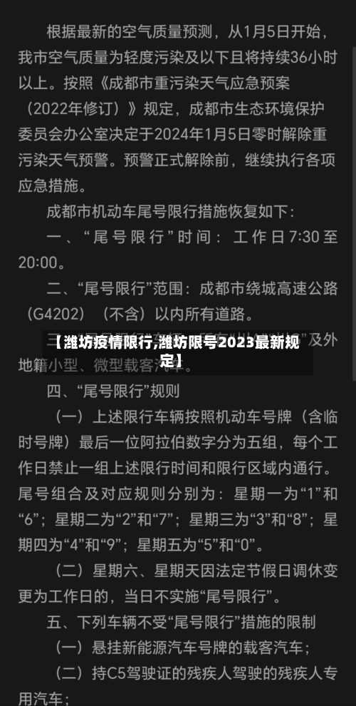 【潍坊疫情限行,潍坊限号2023最新规定】-第1张图片