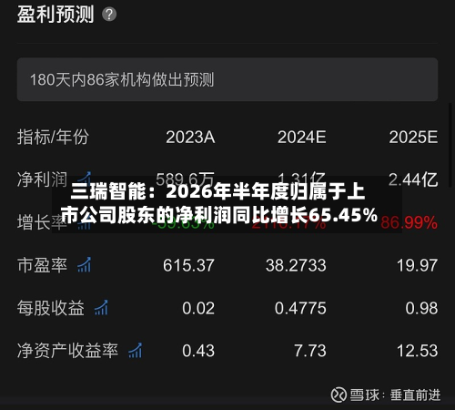 三瑞智能:2026年半年度归属于上市公司股东的净利润同比增长65.45%-第2张图片
