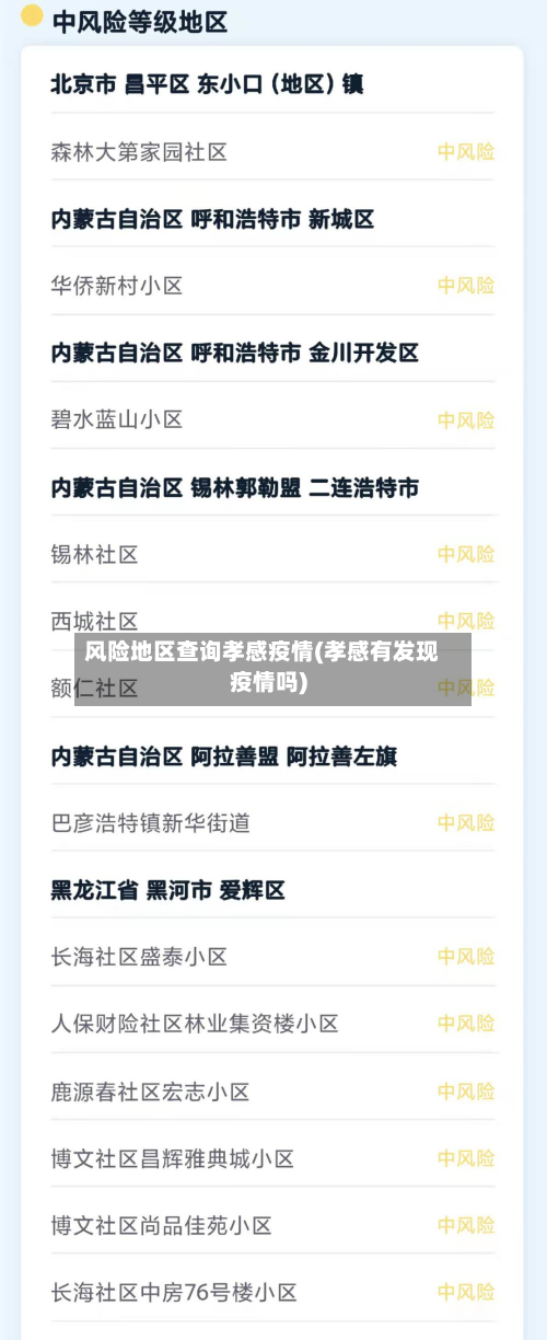 风险地区查询孝感疫情(孝感有发现疫情吗)