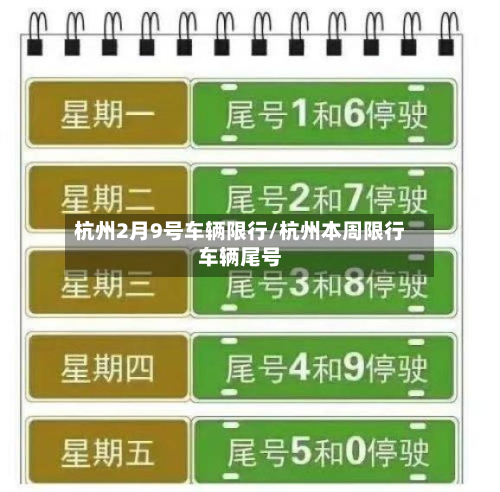 杭州2月9号车辆限行/杭州本周限行车辆尾号