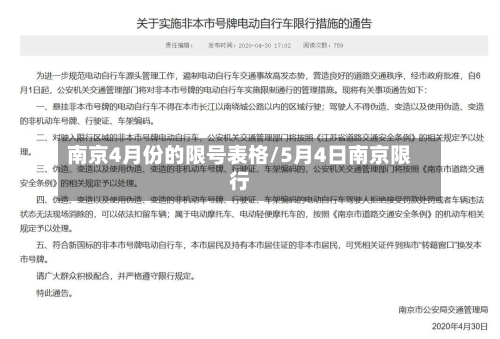 南京4月份的限号表格/5月4日南京限行