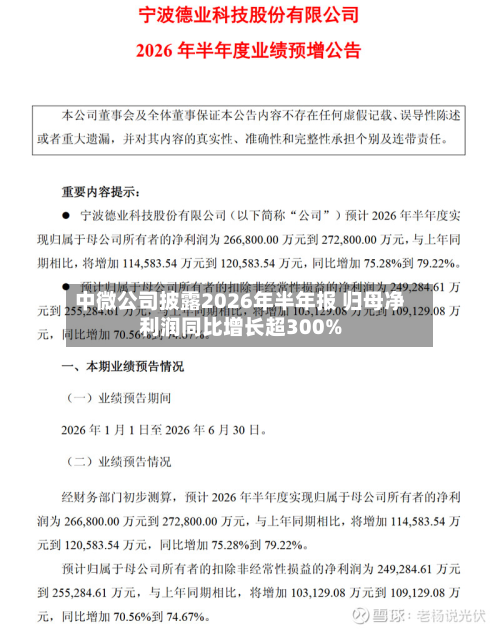 中微公司披露2026年半年报 归母净利润同比增长超300%-第1张图片