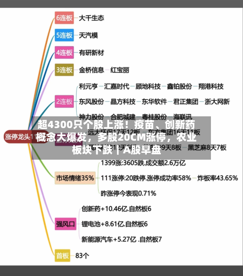 超4300只个股上涨！疫苗、创新药概念大爆发，多股20CM涨停，农业板块下跌｜A股早盘-第3张图片