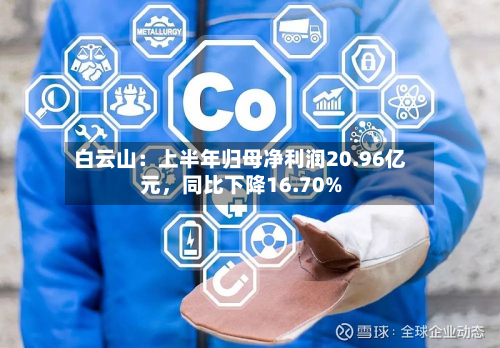 白云山：上半年归母净利润20.96亿元，同比下降16.70%