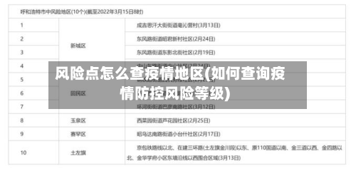 风险点怎么查疫情地区(如何查询疫情防控风险等级)
