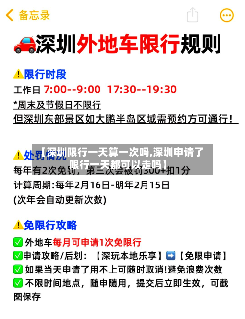 【深圳限行一天算一次吗,深圳申请了限行一天都可以走吗】