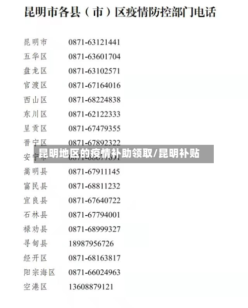 昆明地区的疫情补助领取/昆明补贴