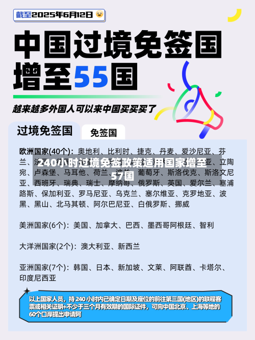 240小时过境免签政策适用国家增至57国-第2张图片