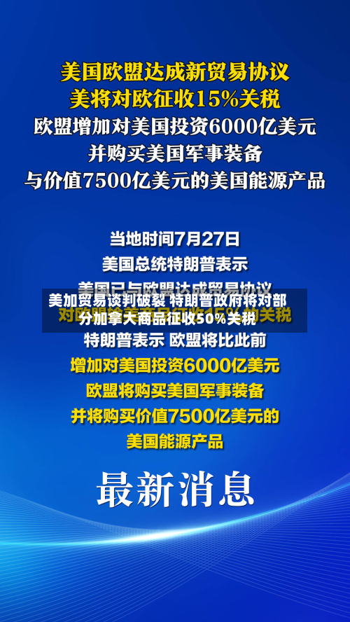 美加贸易谈判破裂 特朗普政府将对部分加拿大商品征收50%关税-第1张图片