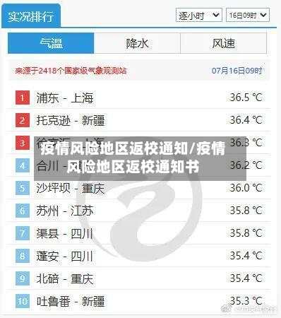 疫情风险地区返校通知/疫情风险地区返校通知书