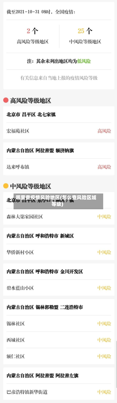 哪里查疫情风险地区(怎么查风险区域等级)-第2张图片