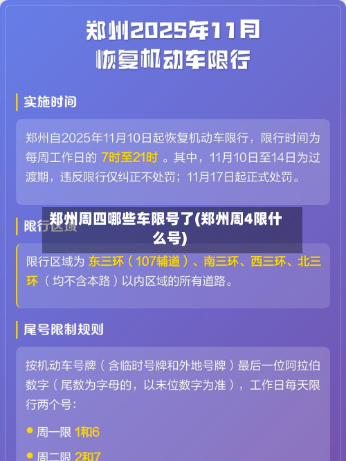 郑州周四哪些车限号了(郑州周4限什么号)-第1张图片