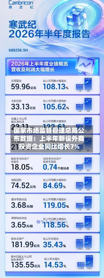 国家市场监督管理总局公布数据:上半年新设外商投资企业同比增长7%-第1张图片