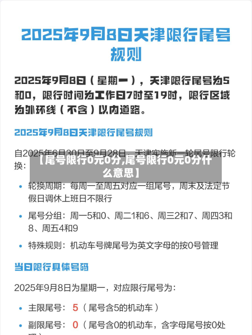 【尾号限行0元0分,尾号限行0元0分什么意思】-第2张图片