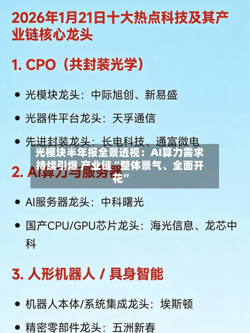 光模块半年报全景透视：AI算力需求持续引爆 产业链“整体景气、全面开花”-第2张图片