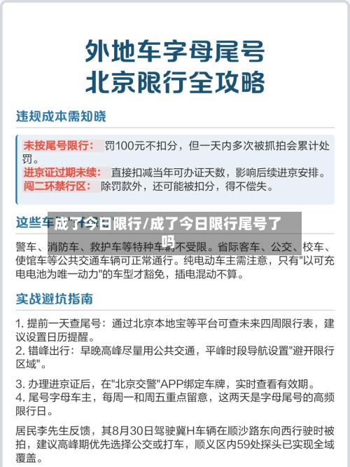 成了今日限行/成了今日限行尾号了吗