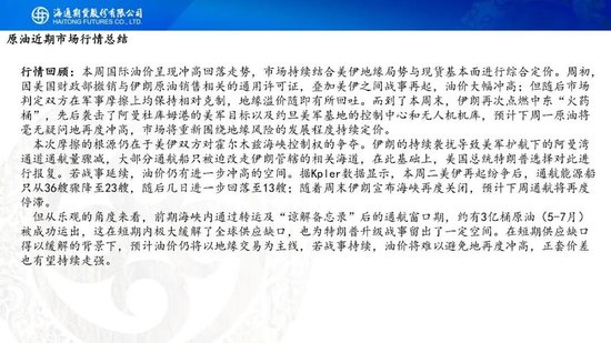 原油周报：美伊风波再起，地缘溢价快速回归